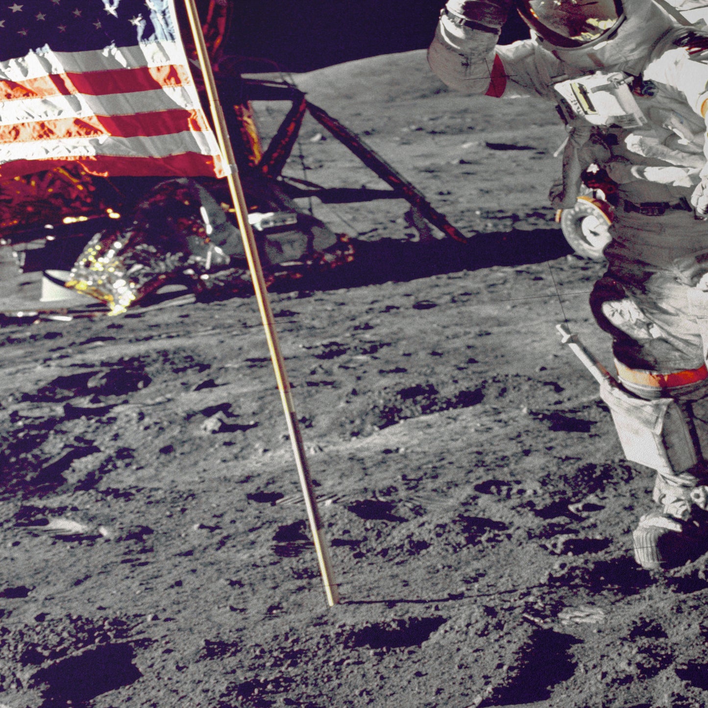 Cernan Jump Salutes Flag