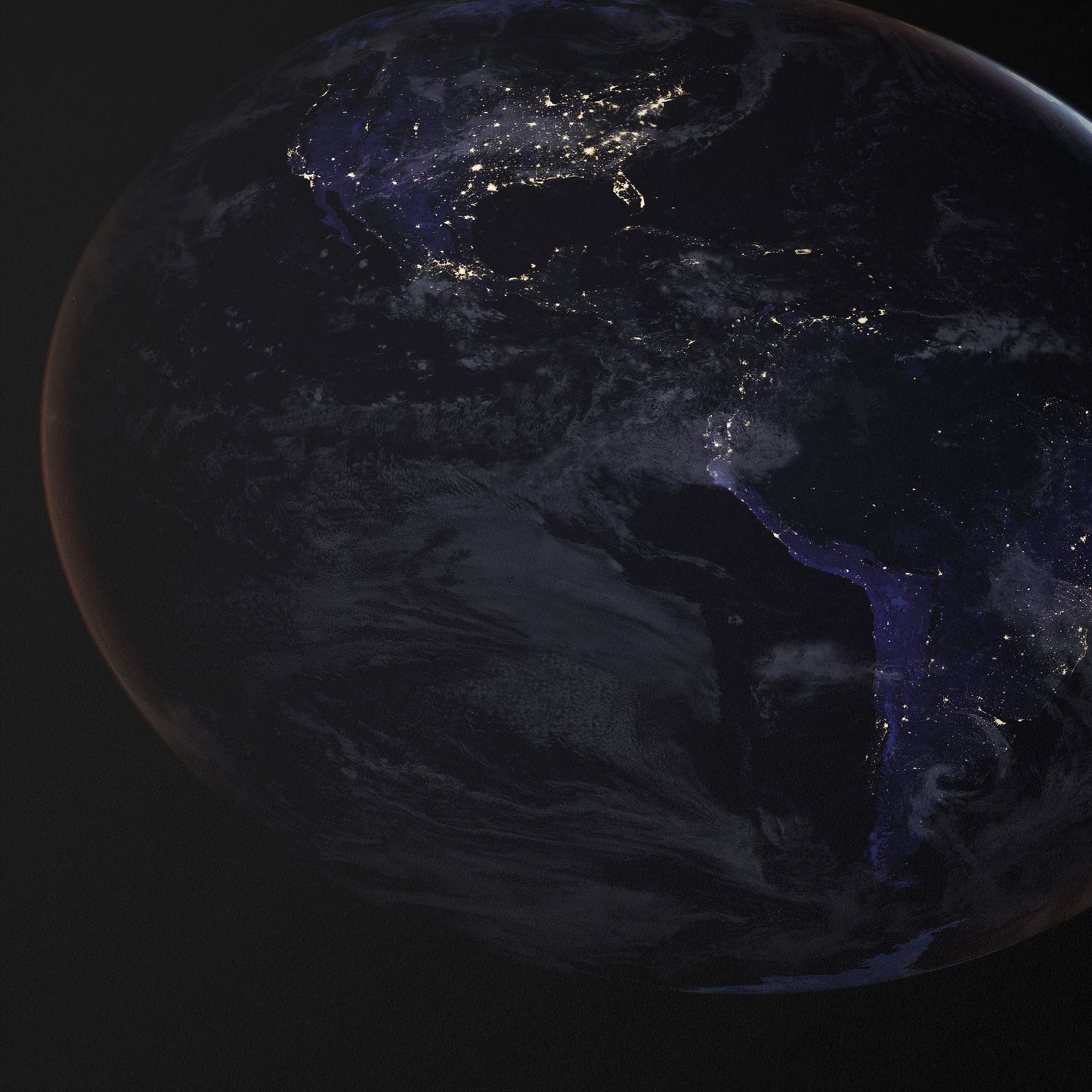 Full-Hemisphere Views of Earth at Night