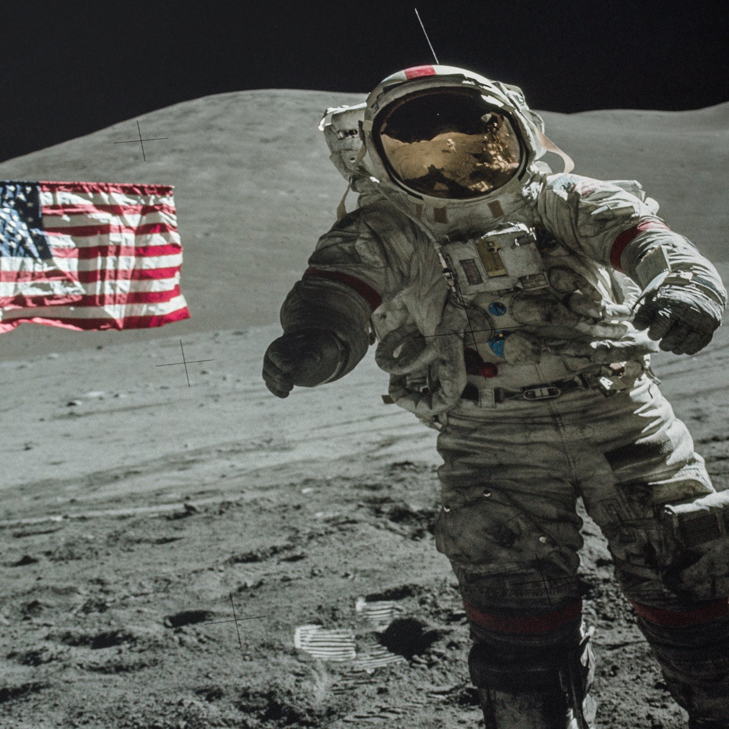 Astronaut Eugene Cernan by the LRV During a Lunar EVA