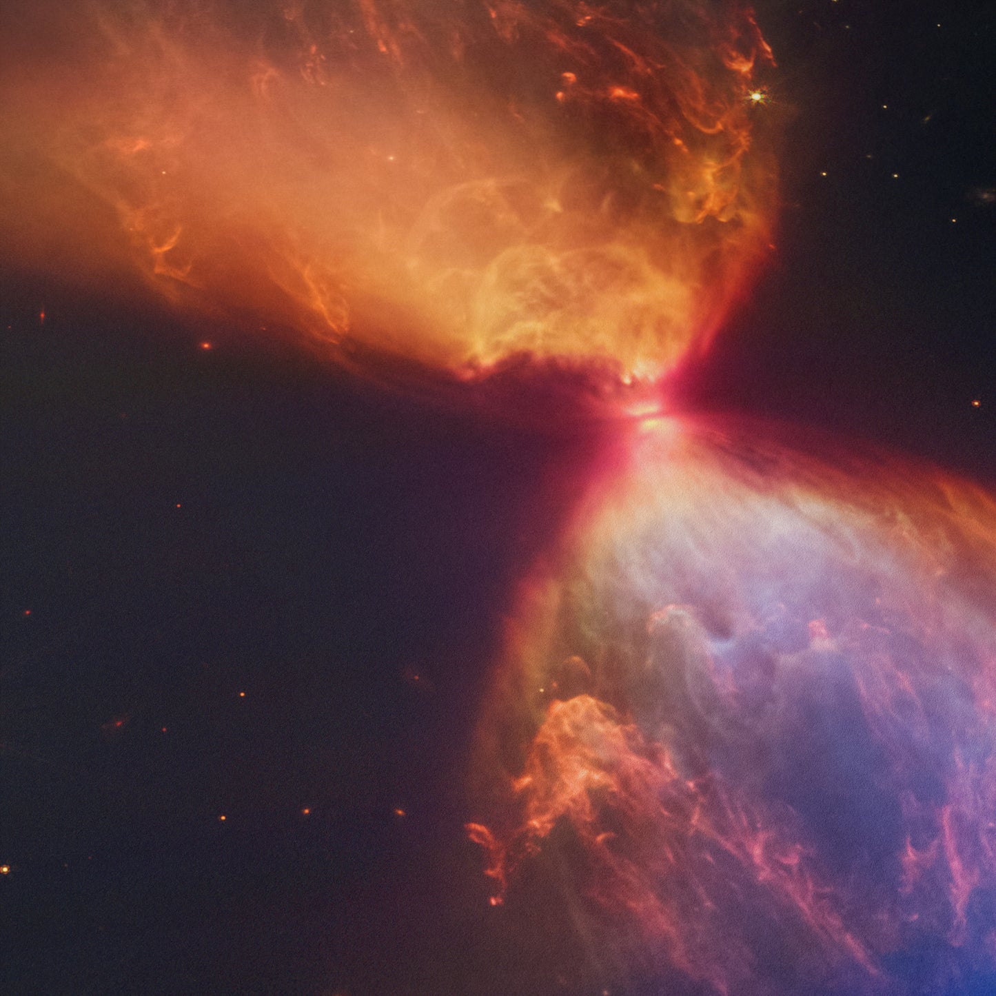 NASA’s Webb Captures Fiery Hourglass Shaping a New Star