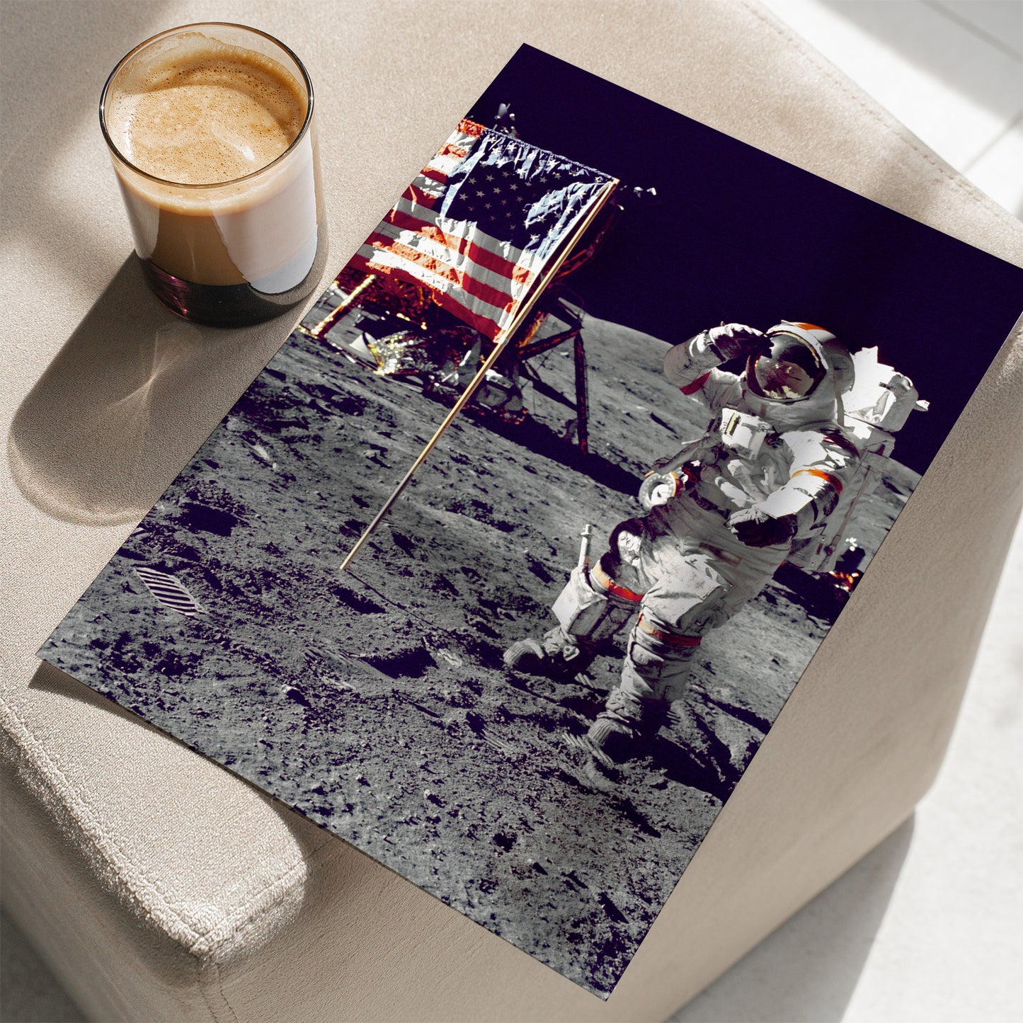 Cernan Jump Salutes Flag